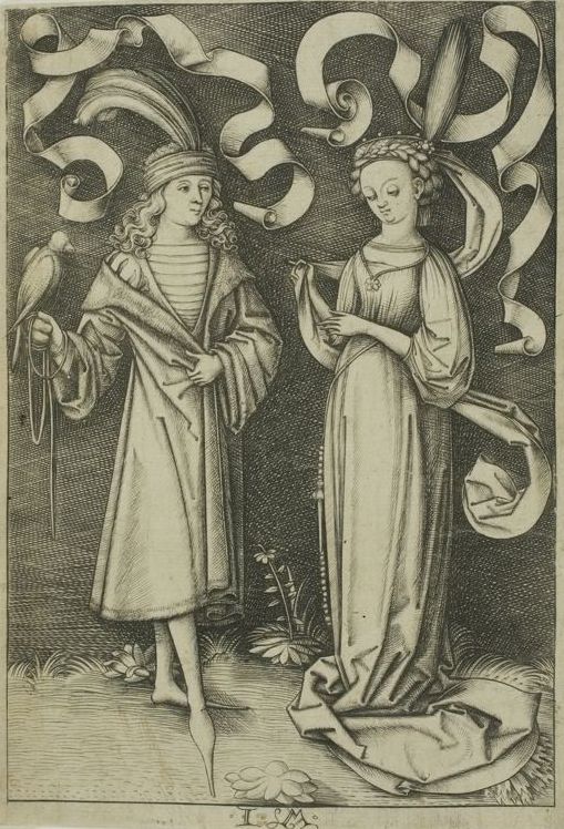 The Falconer And The Lady by Israhel van Meckenem, c.1495